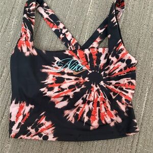 Nike Women's Black, Red & Pink Tie-Dye Crop Sports Tank